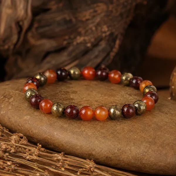 Sacral Chakra — Carnelian, Garnet & Pyrite Bracelet
