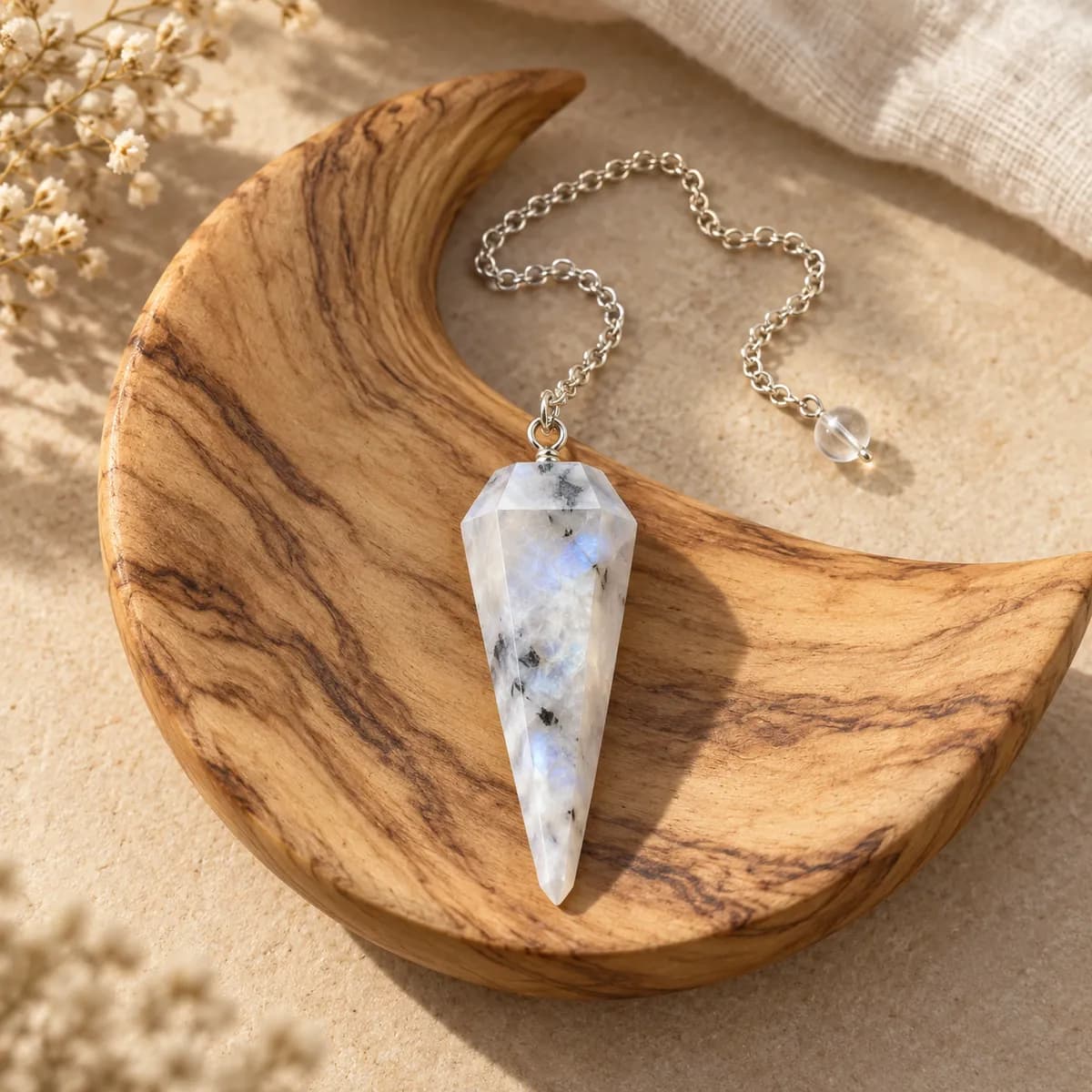 Rainbow Moonstone Dowsing Pendulum