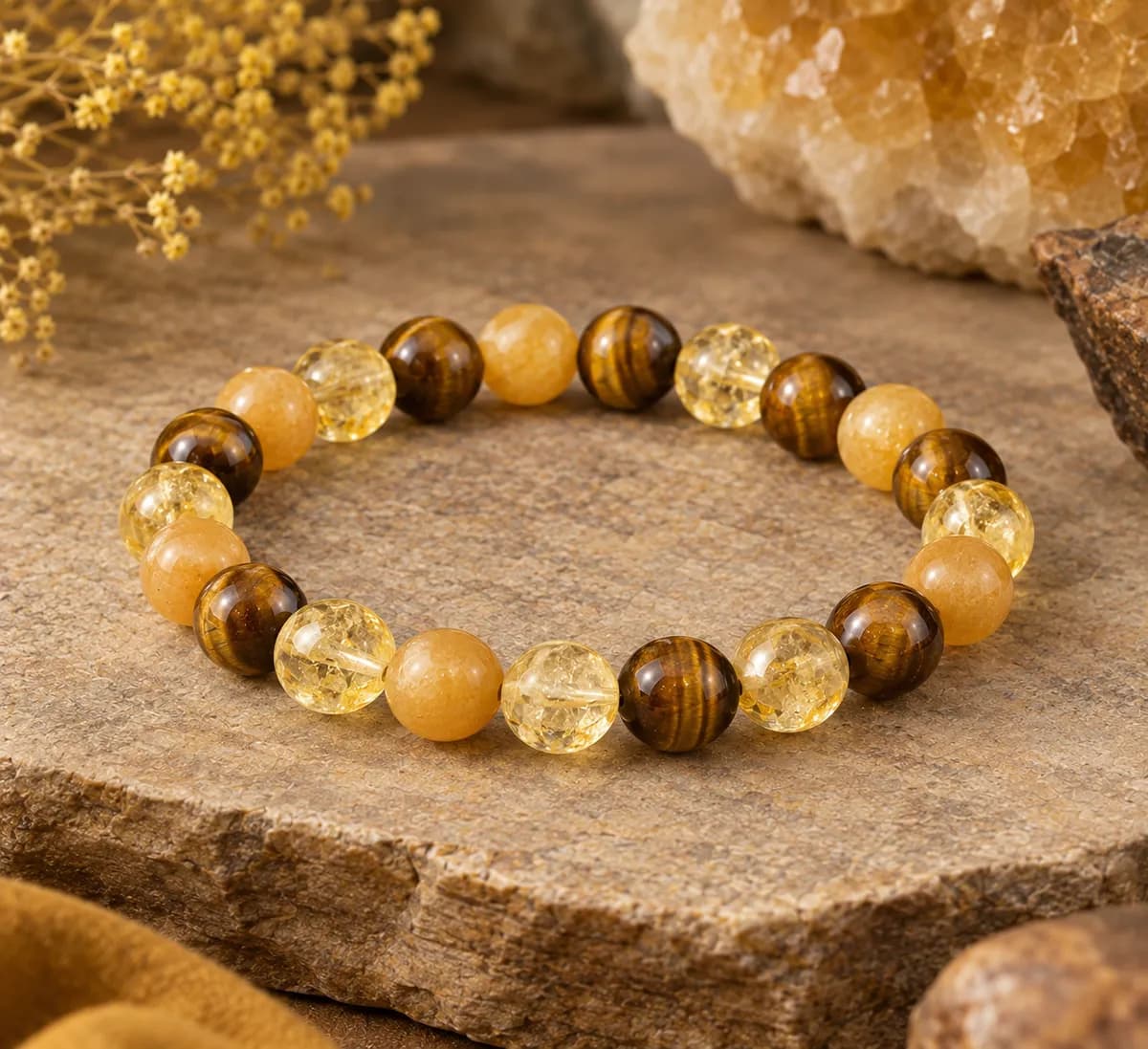 Solar Plexus Chakra — Citrine, Tiger Eye & Yellow Aventurine Bracelet