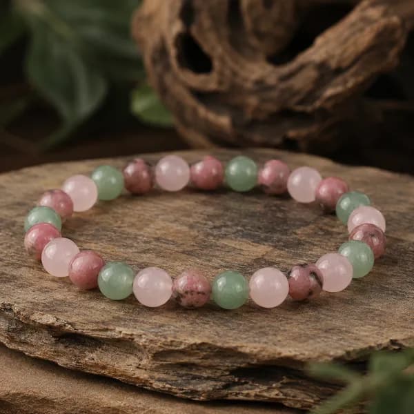 Heart Chakra — Rose Quartz, Green Aventurine & Rhodonite Bracelet