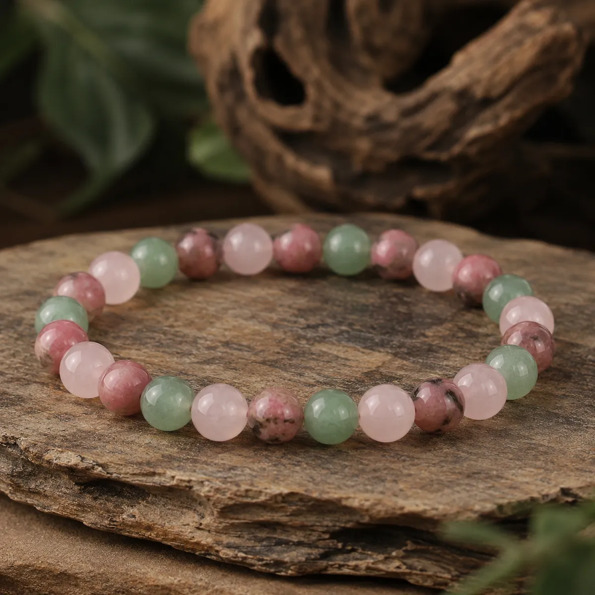 Heart Chakra — Rose Quartz, Green Aventurine & Rhodonite Bracelet
